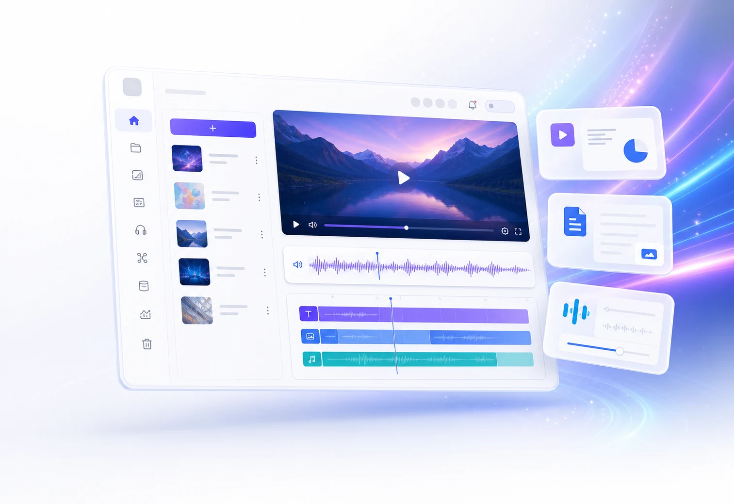 영상, 문서, 오디오 작업을 함께 관리하는 UtilTok 워크스페이스 화면